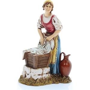 Moranduzzo Lavandaia per Presepe da Cm 12 Scala 1:15 -Statuine Presepe Indistruttibili - Stile 700', Pittura Rifinita a Mano, Prodotto Ufficiale, Made in Italy, Scultore M. Landi