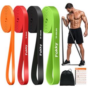 Fokky Set Elastici Fitness 4 Livelli di Resistenza, Elastici Palestra con Guida agli Esercizi e Borsa Trasporto, Bande Elastiche Fitness per Allenamento Completo, Muscolazione e Ginnastica