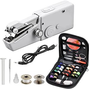 ALFFREUDE Mini Macchina Cucire Portatile Macchina da Cucire Elettrica Portatile con Accessori Cucito, Cucitrice Portatile per Tessuti, Adatta per Vestiti, Tende in Tessuto, Casa e Viaggio