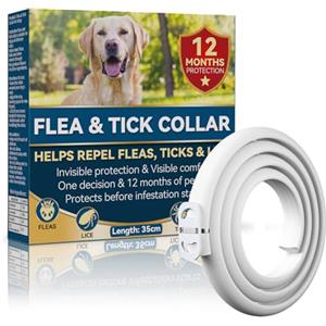 Halldeli Collare Antiparassitario per Cani 65 cm - Per Cani di Tutte le Taglie - Protezione Naturale contro Pulci, Zecche e Insetti - Impermeabile, Regolabile - Protezione Fino a 12 Mesi
