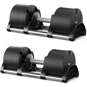 MADICKS Manubrio regolabile 32 KG per palestra e casa da 2 a 32 kg - Set con 16 livelli di peso e base salvaspazio inclusa - per Home Gym, Ideale per l'allenamento a casa, Dumbbells (Set 32 KG X 2)