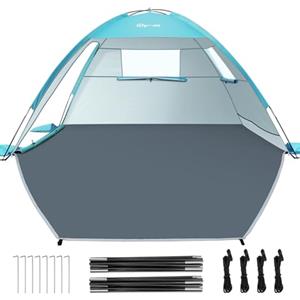 Glymnis Tenda da Spiaggia Portatile con Cerniera, UPF 50+, 2-4 Persone | Chiusura Cerniera Completa, Facile Montaggio, Leggera Portatile