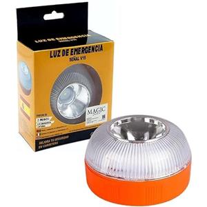 MAGIC SELECT Luce di Emergenza V16, per Segnaletica Stradale di Auto e Moto. Luce Gialla Lampeggiante e Bianca Fissa con Accensione Automatica, Base Magnetica e Batteria Ricaricabile.…