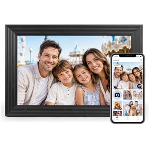 AEEZO Cornice portafoto digitale da 32 GB, 10,1 pollici, Wi-Fi, con rotazione automatica, facile condivisione istantanea di foto e video tramite AiMOR