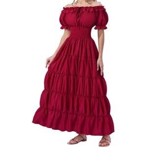 Spooktacular Creations Costume Rinascimentale da Donna Bordeaux. Abito Chemise Medievale e sottoabito Irlandese. Perfetto Come Abito da contadina o Pirata per Feste celtiche e Halloween.(X-Large)