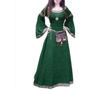 Generico Costume Medievale Donna Curvy dell'800 Vintage Abito Steampunk Popolana Eleganti Abito Medievale Costume da Principessa Abbigliamento Contadina Carnevale