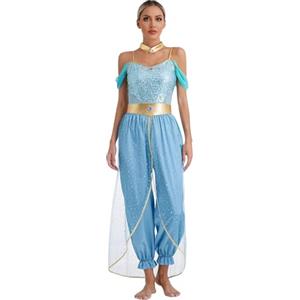 Aislor Vestito da Principessa Donna Vestito Danza del Ventre Outfit Indiana Costume Compleanno Natale Halloween Festa Carnevale Costume da Rave Dancewear