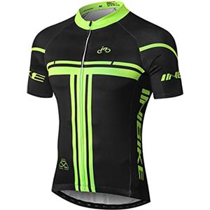 INBIKE Maglia Ciclismo Traspirante Estivi Abbigliamento MTB con Manica Corta Traspirante Asciugatura Rapida Magliette Mountain Bike Uomo(Verde,M)