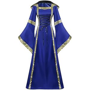 MJGkhiy Vestito Dama Medievale Donna Cerimonia Principessa Abiti con Maniche a Tromba Steampunk Vestiti Rinascimentale Abito Costume Carnevale Strega Dress Feste Vittoriano