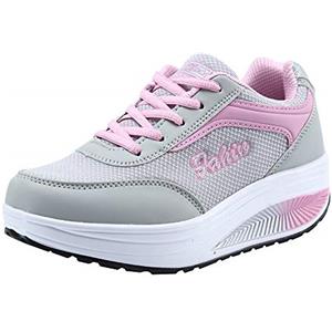 Generico Sneakers Donna Primaverili Basculanti 35-42 EU con Suola Rialzata e Lacci Scarpe da Ginnastica Corsa Ammortizzate Traspirante Sneaker Casual Comode Eleganti per Sportive Running Tennis Camminare,Rosa