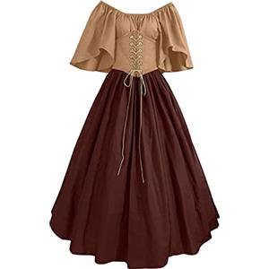 Generico Abito Halloween Rinascimentali Donna Cerimonia Cotone Elegante Abiti Medievali Curvy Costumi di Halloween da Sera Principessa Vestito Gotici Popolana Horror Costume Celtici Palazzo da Donna Vintage