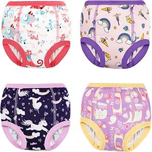 FLYISH DIRECT Confezione da 4 Mutandine di Apprendimento - Pantaloni da Addestramento per Neonati in Cotone Mutandine di Apprendimento per Bambini