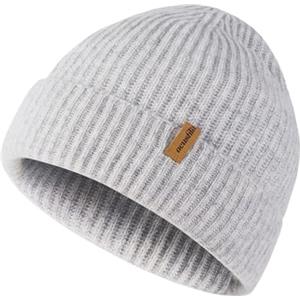 ACUSHLA Berretto invernale in 100% lana merino, unisex, lavorato a maglia, per il freddo, Bianco e grigio., XL/XXL