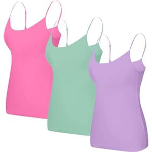 Generico Canotte Donna con Reggiseno Incorporato Cotone Curvy Canotta con Reggiseno Leggera Comodo Canottiere Intimo con Spalla Stretta Taglia Forte Base Traspirante Maglietta Senza Maniche 3 Pezzi