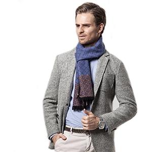 Brillabenny SCIARPA PASHMINA UOMO DONNA RAGAZZO LANA CASHMERE INVERNALE NATALE LUXURY SCARF BLU