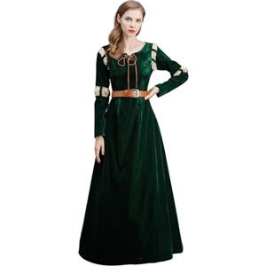 Générique Vestito da Principessa Coraggioso da Donna Vestito del Personaggio Merida Costume Medievale Rinascimento per Halloween Vestito Verde Regina di Corte Costume di Stile Reale Britannico