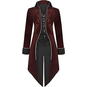 Generic Giacca da donna medievale steampunk, vittoriano, rinascimentale, gotico, retrò, vintage, ricamo, per feste di Halloween, cosplay, pirata, vampiro, costumi per adulti, festival, abbigliamento per