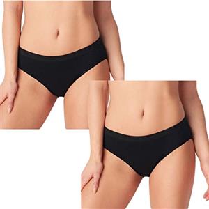Cotonella 2 Slip Period Panties ADB62 Slip da Ciclo Mestruale Flusso Medio. Mutande Assorbenti Mestruali - Lavabile - Nero 1/XS