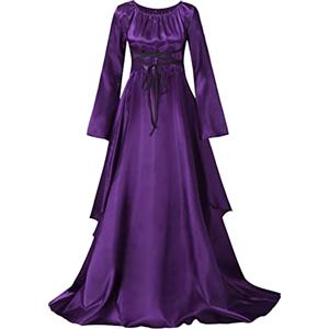 Generico Vestito Gotico Medievale Donna Elegante con Cinturino Vestiti Eleganti Cerimonia Curvy Costume da Dama Dell'80 Vestito Carnevale Veneziano Principessa Abito Capodanno Abiti Strega per Sera Feste