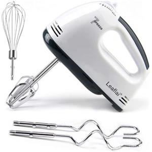 Leaflai Frullatore elettrico a mano a 7 livelli, 300 W, frusta elettrica con 5 inserti in acciaio inox, Turbo-Boost/autocontrollo della velocità + pulsante di espulsione, frullatore alimentare per