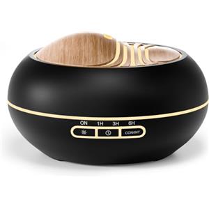SALKING Diffusore di Oli Essenziali 400ml, Diffusore Ambiente con 4 Timer | Umidificatore Ambiente con Luci LED a 7 Colori, Senza BPA, Diffusore Ultrasuoni Aromaterapia, Nero