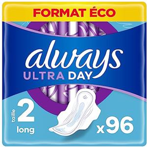 Always Ultra leganti da donna, misura 2, lungo, 96 assorbenti igienici con ali (3 x 32 pezzi), confezione multipla, ultra sottile e super assorbente