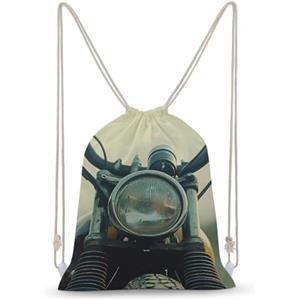 SMAZDFXX Zaino vintage da moto con coulisse, borsa sportiva da palestra in tela per uomo e donna