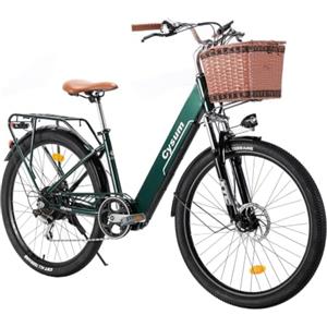 Antgooat bici elettrica donna 26 pollici bicicletta elettrica donna batteria 36V 10Ah autonomia 80km bici elettrica pedalata assistita cambio Shimano 7 velocità freni a disco (Verde)