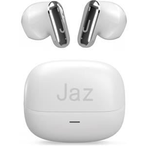 JAZ Orion - Cuffie Auricolari Semi In-Ear True Wireless Stereo, Ultra Compatti, Custodia di Ricarica, Microfono Integrato, Controlli Touch, per Smartphone, Tablet, Laptop, 20 Ore, Bianco