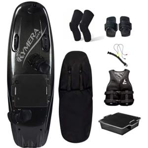 QQCHGOL Tavola surf elettrica fibra di carbonio 18KW alta velocità, max 55 km/h, autonomia 60-120 min, impermeabile IP67, design professionale idrofilo (F0 nero 1 batteria)
