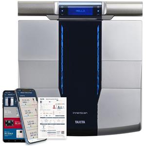 Tanita Bilancia TANITA RD-545HR per la misurazione del grasso corporeo e l'analisi della composizione corporea, con tecnologia professionale: analisi segmentale, massa muscolare, qualità muscolare, frequenza cardiaca, Bluetooth