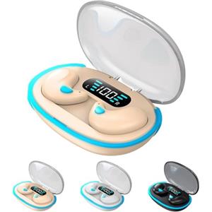 BOSONS Cuffie wireless a conduzione ossea, auricolari invisibili, cuffie leggere per dormire con modalità sonno, auricolari Bluetooth invisibili indolori per chi dorme di lato (beige)