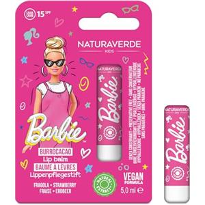 NATURAVERDE Kids -BARBIE Burrocacao Fragola 5ml, Idrata e Protegge le Labbra, SPF 15, Ipoallergenico