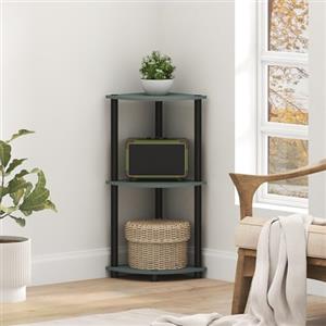 Furinno TURN-N-TUBE Mensola d'angolo, Libreria d'angolo a 3 livelli, Scaffali di stoccaggio espositivi con scaffali aperti, per Organizzazione e Stoccaggio, Soggiorno, Ufficio, Garage, Verde Salvia