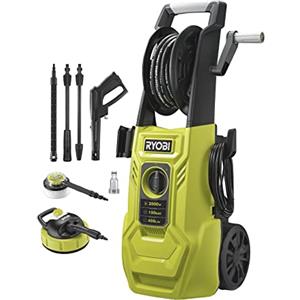 Ryobi Idropulitrice a Cavo 2000W 150 Bar, Portata 450 l/h, Tubo Armato 8 m, Avvolgitubo Integrato, Lavapavimenti e Spazzola Rotante Inclusi, RY150PWA