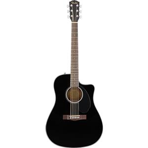 Fender CD-60SCE Dreadnought - Chitarra Acustica Elettrificata, Cutaway, Abete Massello, Tastiera in Noce, Nero, Suono Potente e Versatile, Include Lezioni Gratuite su Fender Play