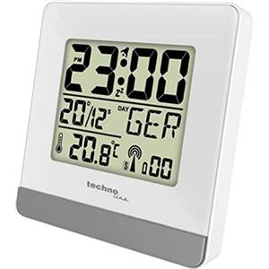 techno line Technoline WT 260 DCF77 Radiosveglia con temperatura interna, data e giorno della settimana, funzione snooze, grande display LCD, radio digitale per camera da letto, ufficio, bianco