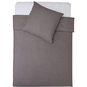 Lumaland Premium Set di Biancheria da Letto in Cotone copripiumone con Cerniera 155 x 220 cm e Federa 80 x 80 cm Antracite