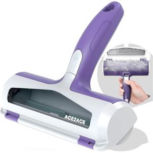 ACE2ACE Spazzola Togli Peli Animali, Leva Peli Cane Gatto Animali, Visibile+Viola | Rimuovi e Raccogli Peli Animali, Riutilizzabile Rullo Levapelucchi Autopulente per Letto, Tappeti, Divani, Vestiti