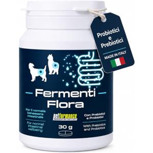 PETFORMANCE BENESSERE PER CANI E GATTI Probiotici per Cani e Gatti FERMENTIFLORA, Fermenti Lattici Cane, Probiotici Cane Prurito e Funzione Digestiva, Fermenti Latitici Gatto Intestinali Cane e Gatto Allergie -30cps