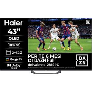 Haier QLED 4K UHD H43S81FUX 43'' Smart TV, Google TV, Dolby Audio, HDR 10, Telecomando Smart, Google Assistant, Bluetooth 5.1, Gaming 120Hz, USB 2.0, DBX TV, HDMI 2.1 x 4