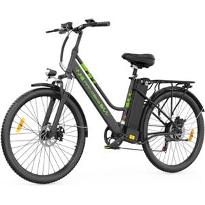 ZAZAWORK Bici Elettrica Urbana 250W | Batteria 36V 20Ah, Autonomia fino a 120km, Cambio 7 Velocità, Freni a Disco, Display LED, Telaio in Acciaio per Altezze 165-195 cm (c26-nero)