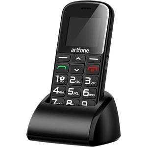 artfone CS182 Telefono Cellulare per Anziani con Tasti Grandi丨Funzione SOS丨Chiamata Rapida丨Base di Ricarica丨Funzione di orario丨1.8" Display丨Doppia SIM GSM Cellulare senior丨Volume alto丨Radio - Nero