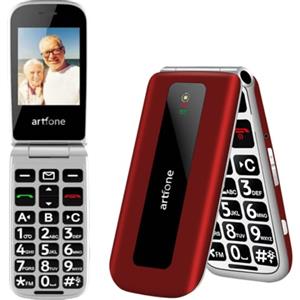 artfone F20 Telefono Cellulare per Anziani丨GSM Flip Telefoni Cellulari con Tasti Grandi丨2.4" Display丨Funzione SOS丨Volume Alto丨Doppia SIM丨Batteria da 1300 mAh丨Funzione di orario丨Torcia丨Radio - Rosso