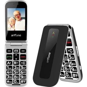 artfone F20 Telefono Cellulare per Anziani丨GSM Flip Telefoni Cellulari con Tasti Grandi丨2.4" Display丨Funzione SOS丨Volume Alto丨Doppia SIM丨Batteria da 1300 mAh丨Funzione di orario丨Torcia丨Radio - Nero