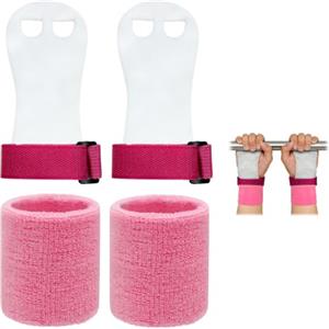 Funver 1 paio di impugnature per bambini, per trazioni, ginnastica, crosstraining, ginnastica, trazioni, rosa