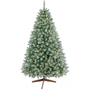 FRANKYSTAR Comet - Albero di Natale con luci LED e pigne ø85 x150H, 380 rami e 20 pigne