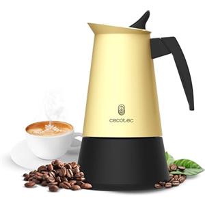 Cecotec Caffettiera Moka Express Piccolina 600 Beige. 300ml, 6 Tazze di Caffè, Acciaio Inox, Adatta Tutte le Superfici, Filtro Premium, Valvola di Sicurezza, Manico Termoresistente, Design Elegante