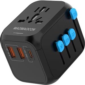 MAOMAOCON Adattatore da viaggio universale da viaggio con PD20 W, 2 USB, 1 presa USB C e 1 AC, adattatore universale per Germania, USA Inghilterra, Thailandia Italia Australia