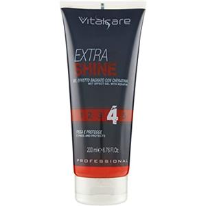 Vitalcare | Extra Shine - Gel con Effetto Bagnato, Gel con Fissaggio Forte, Fissa e Definisce i Capelli, Gel Uomo con Cheratina, non Lascia Residui, 200 ml